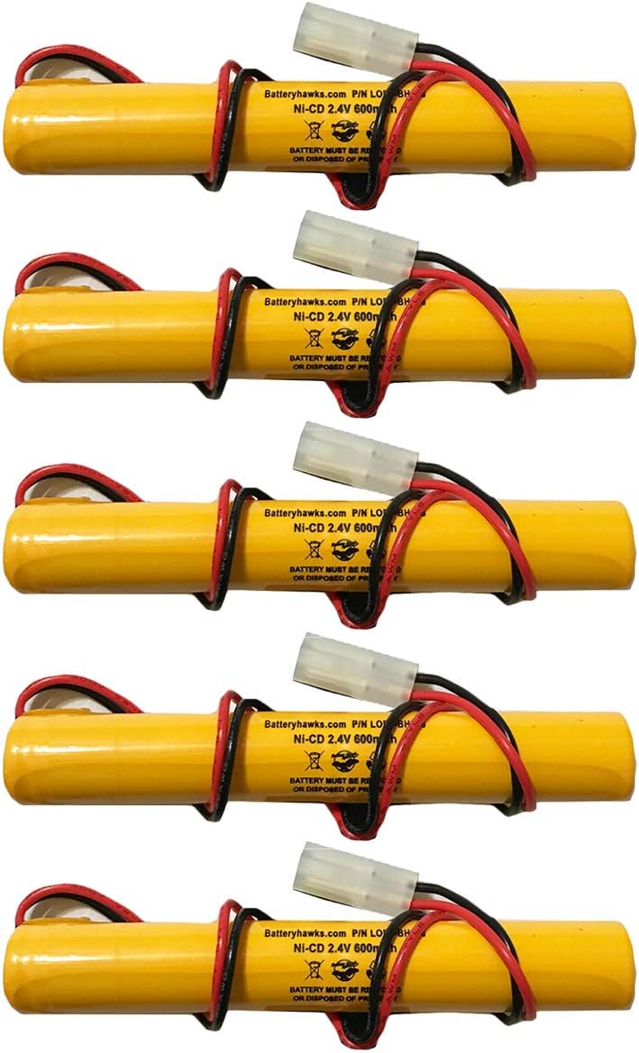 (5 Pack) 2110032 OSA017AA 211003-2 2.4v 600mAh Ni-CD Battery Pack Replacement for Exit Sign Emergency Light