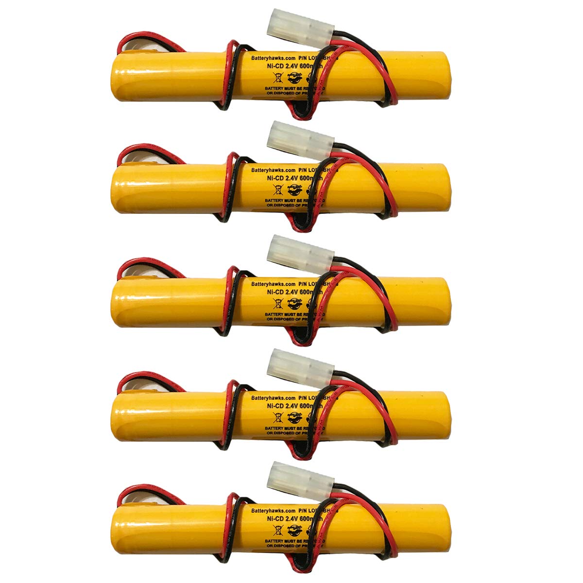 (5 Pack) 2110032 OSA017AA 211003-2 2.4v 600mAh Ni-CD Battery Pack Replacement for Exit Sign Emergency Light
