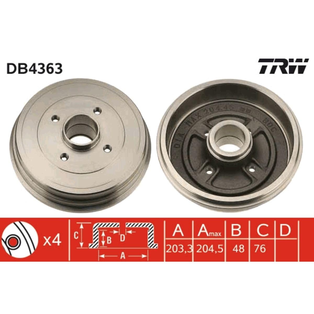 TRW Automotive AfterMarket DB4363 tambor de freno