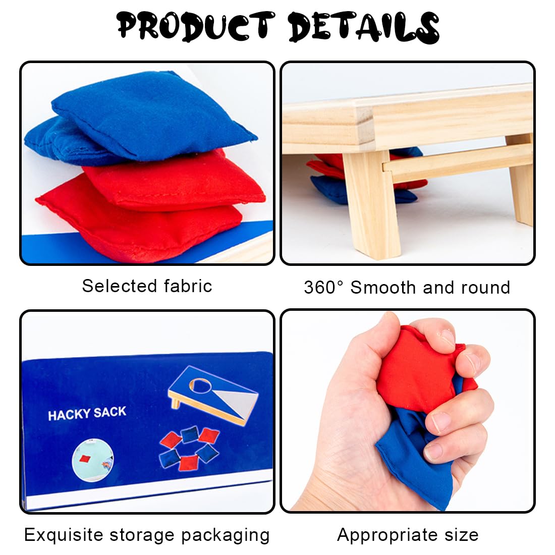 Cornhole Set, Bean Bag Wurfspiel,sackloch spiel,cornhole spiel outdoor, 2 Holzbretter mit ausklappbaren Beinen, Sandsäckchen, Outdoor spiele Geschicklichkeitsspiel für Garten, Strand, Freizeit