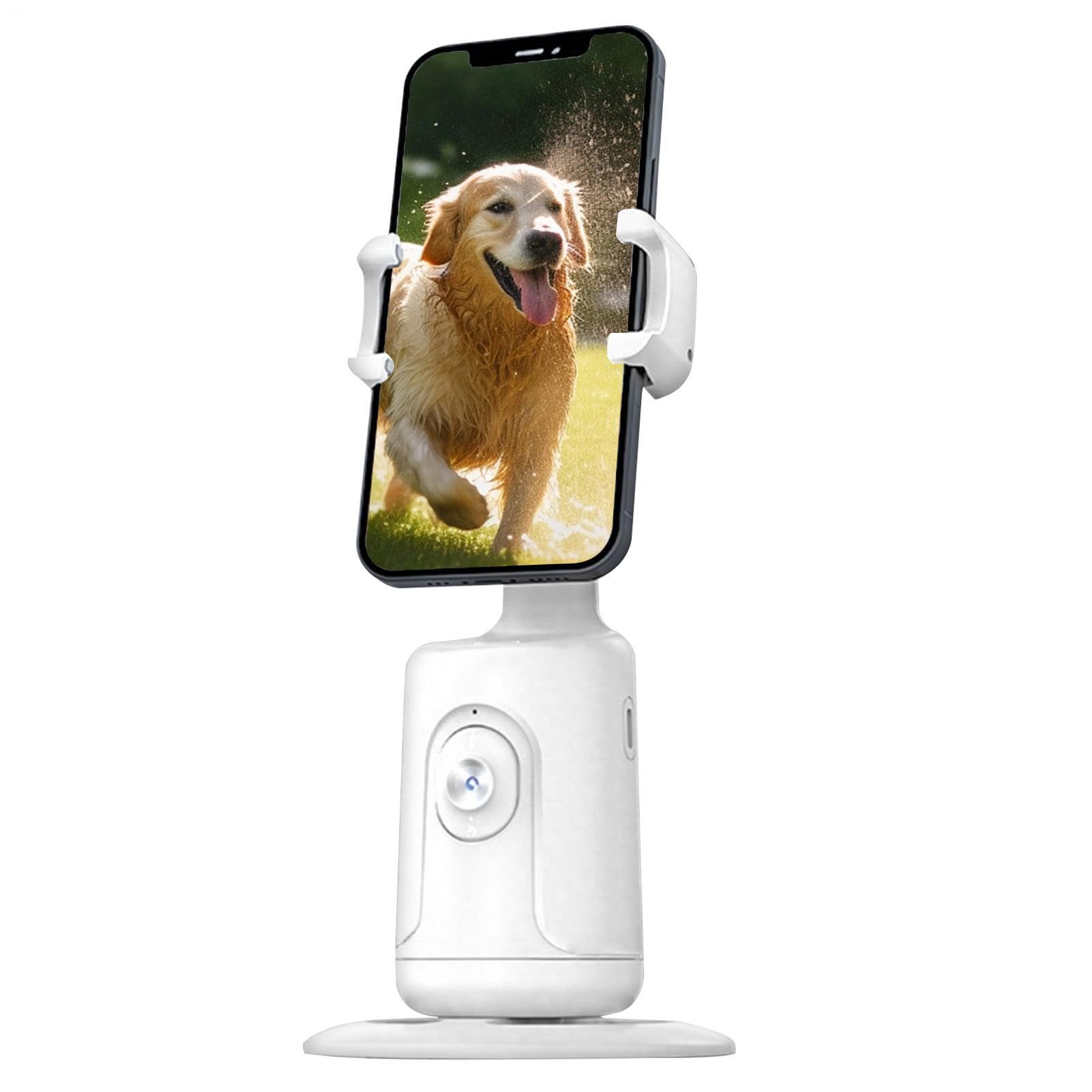Supporto per telefono con tracciamento automatico, rotazione a 360 gradi, supporto intelligente da scrivania, supporto con sensore di movimento a mani libere, per ufficio, giochi, matrimoni, viaggi