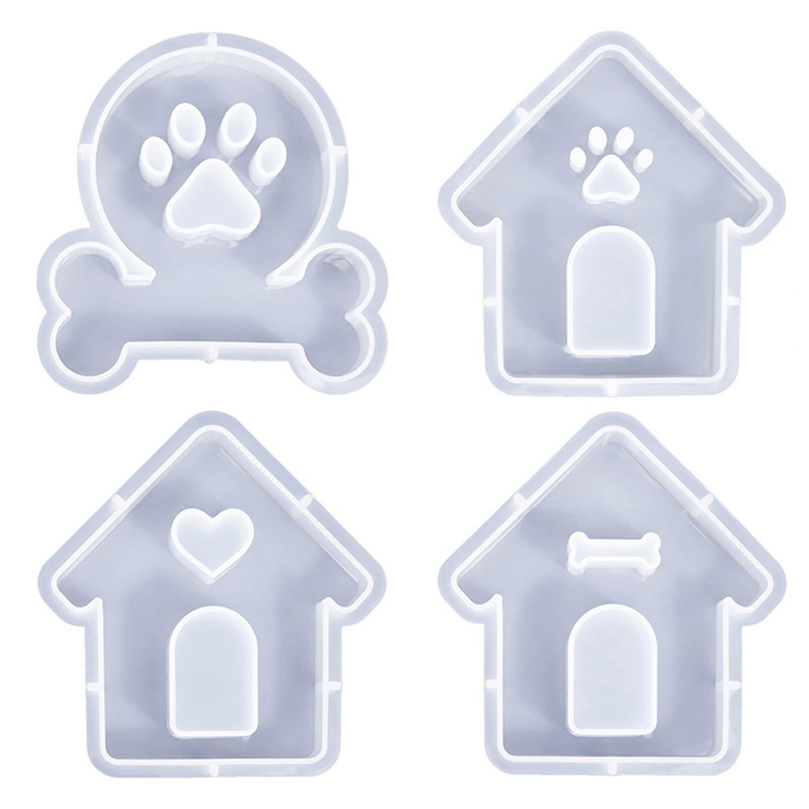 Moldes de silicona, Moldes de silicona con forma de patas de gato, Moldes de resina epoxi for jabón, decoración del hogar, moldes de silicona con forma de casa(Love House 3)