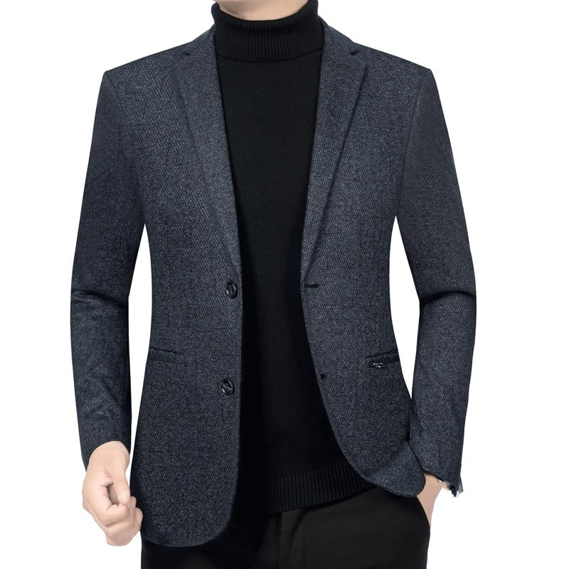 Men's Gray Tweed Blazers Sport Coats Two Button Notch Lapel Vintage Jacket for Daily Party Business
