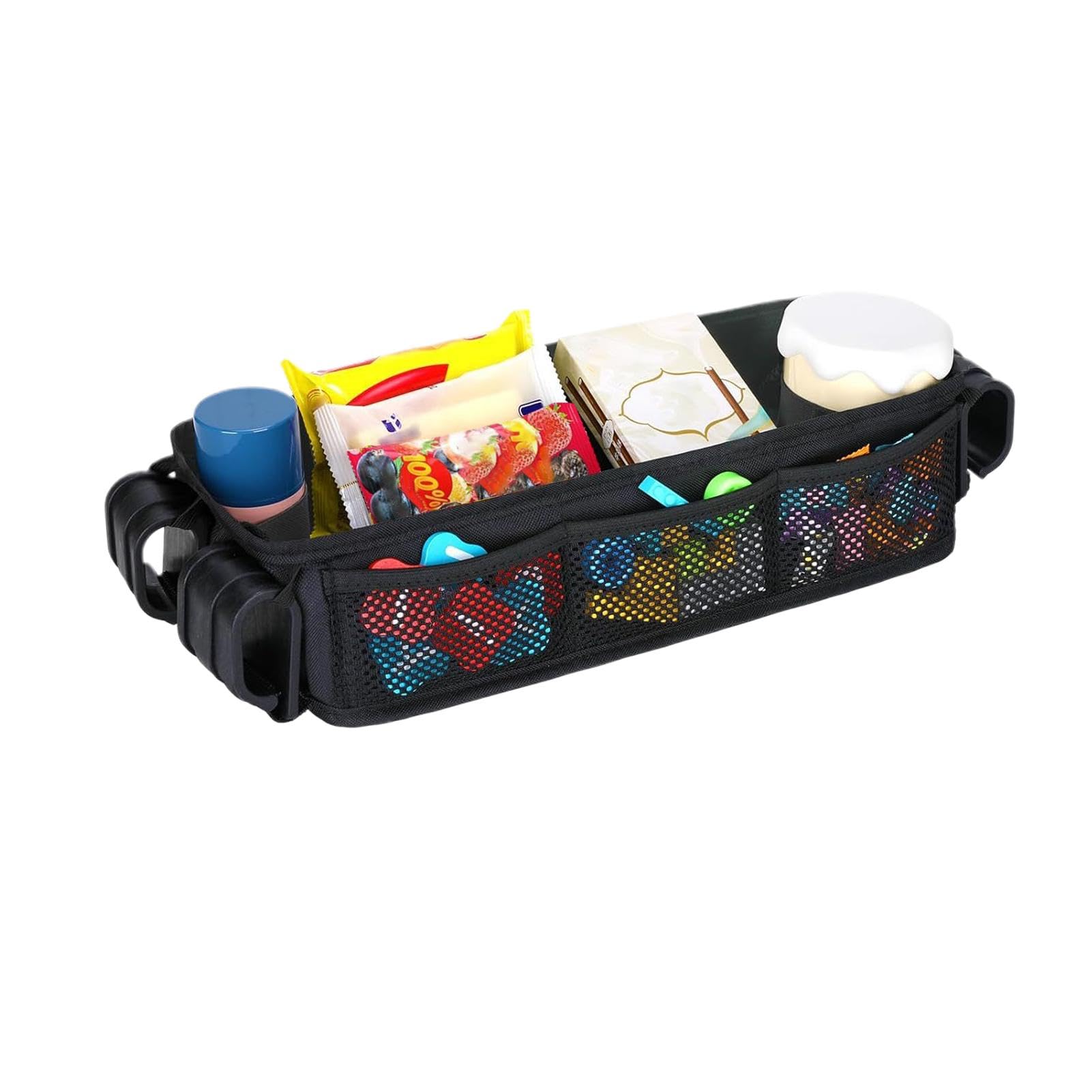 Kinderwagen-Organizer, Kinderwagen-Snack-Tablett, Kinderwagentasche mit Getränkehalter, Tablett-Befestigung, Oxford-Tuch, Kinderwagen-Organizer, Kinderwagen-Snack-Tablett, Becherhalter mit