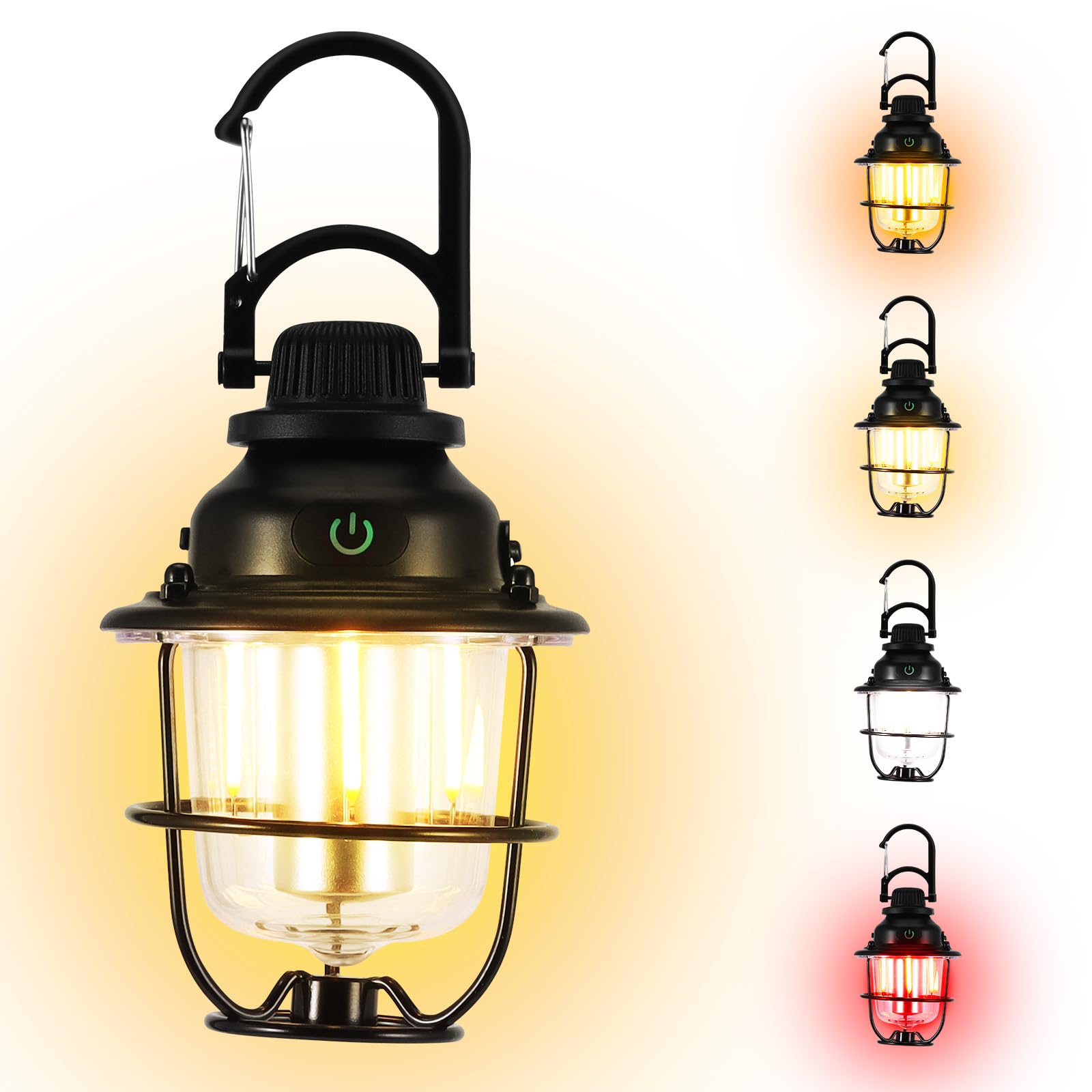 Kinberry Camping Lantern Rechargeable - Portable Hanging Lantern Outdoor Tent Lamp IP65 Waterproof Stepless Dimming and 4 Light Modes for Camping Hiking Emergency Fishing