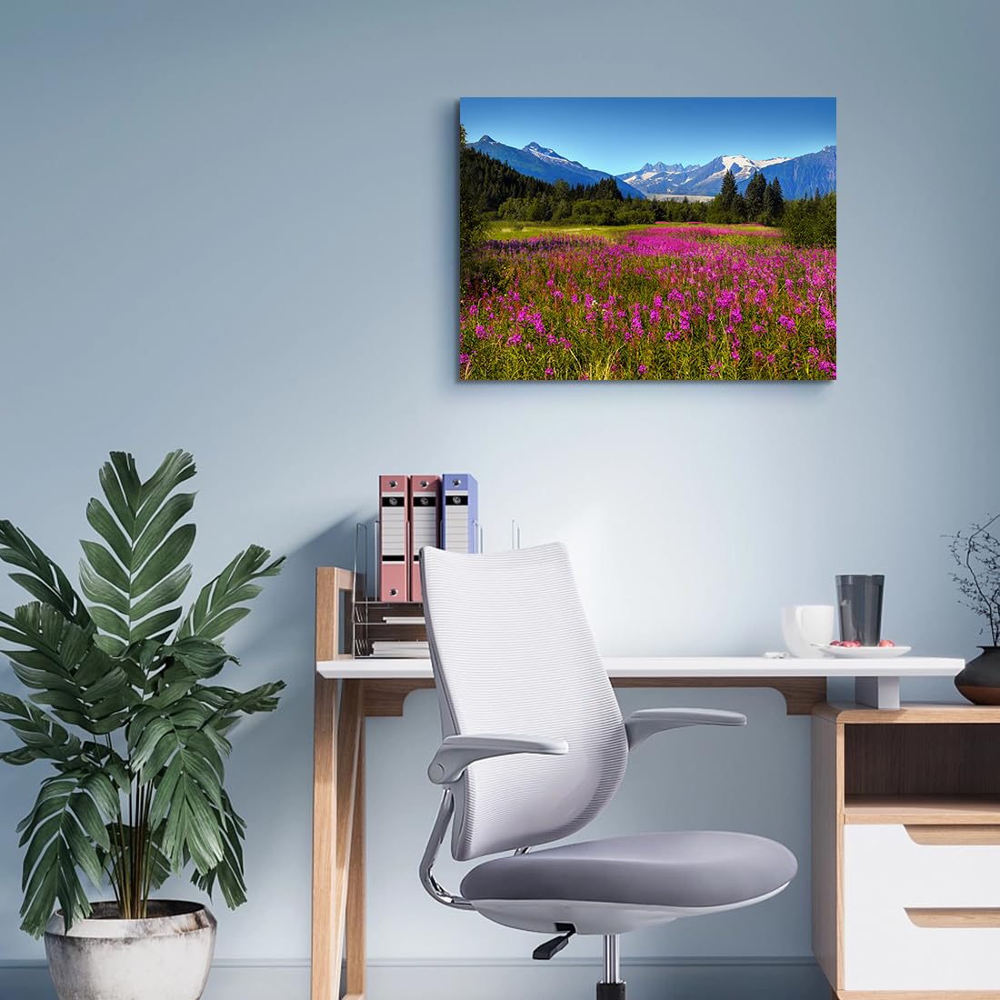 QTESPEII Landscape Wall Art Purple Lavender Field Canvas Art Prints Mountain Scenery Picture Nature Wilderness Photography Modern Art Framed for Living Room Bedroom Home Office - 12"x16"x1Pcs 3