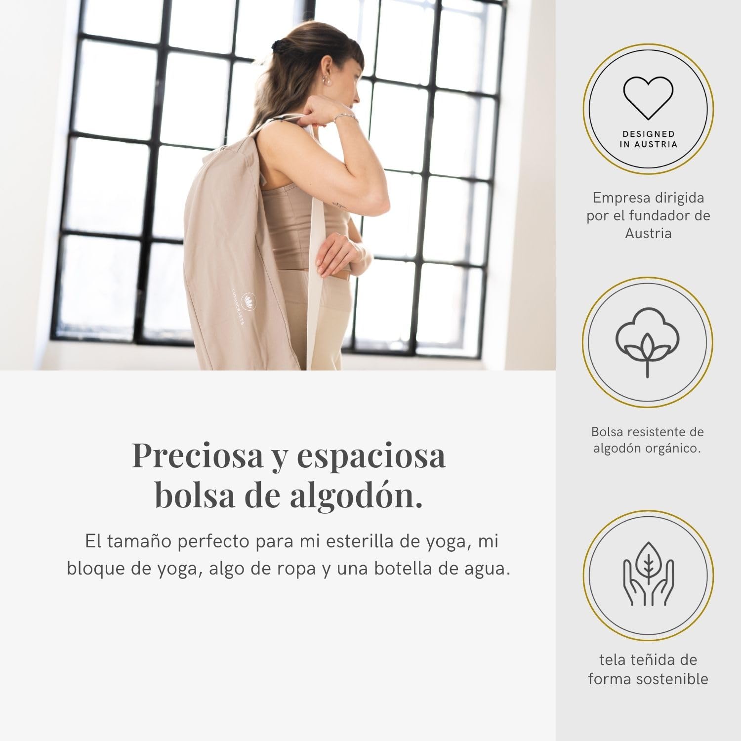 Lotuscrafts Bolsa Yoga para Esterilla PUNE - Justa y Ecológica - Funda Esterilla - Bolsa para Esterilla De Yoga y Accesorios
