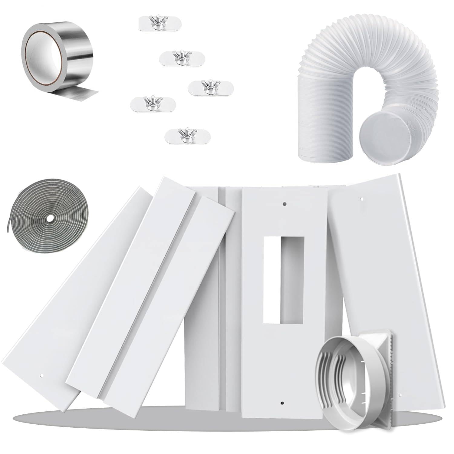 Kit di aria condizionata per porta scorrevole, lunghezza massima regolabile 220 cm, porta scorrevole AC, adatto per tubo di scarico 13 cm