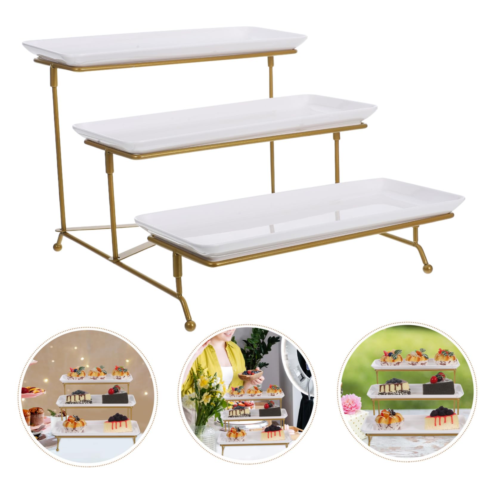 Alzata da Portata per Cibo Vassoi da Portata per Buffet e Feste Supporto per Torta in Plastica Bianca Esposizione di Cibo per Tavolo da Dessert Vassoio Espositivo per Dessert