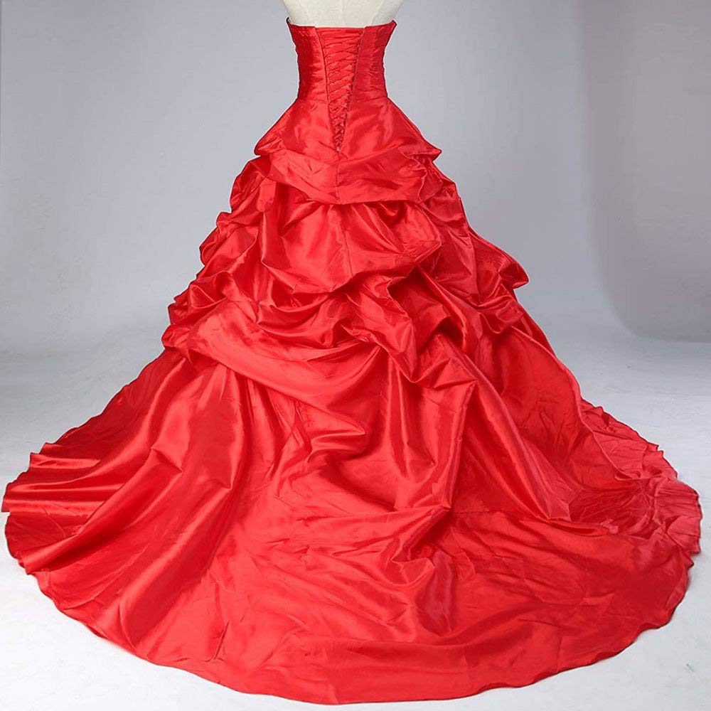 Robes de mariée Longue Taffetas Robe de Nuptiale Robes de Bal Vêtements de mariée Femmes sans Bretelles