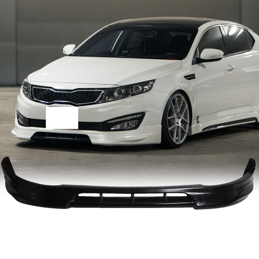 IKON MOTORSPORTS, Front Bumper Lip Compatible with 2010-2013 Kia Optima, DS Style PU Poly Urethane Black Front Lip Spoiler Splitter, 2011 2012
