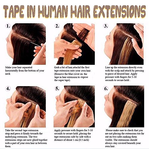 50cm Extension Capelli Veri Biadesivo 20 fasce