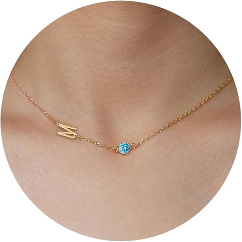 Btysun M Necklace 60th Birthday Gifts for Women December Birthstone Necklace, In