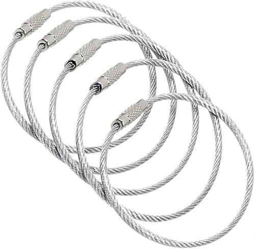 Miniatura 2 de BlueCosto 5 lazos de alambre de acero inoxidable puro para etiquetas de equipaje, llavero, anillo de alambre, Paquete de 5