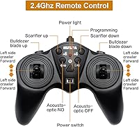 Vista 5 de Fisca Bulldozer de Control Remoto RC 1/16 Vehículo de Construcción Completamente Funcional, Cargador Frontal Dozer de 2.4Ghz 11 Canales con Luz