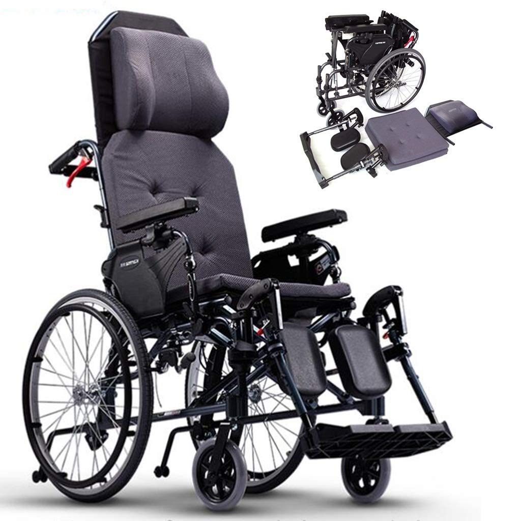 Amazon.co.jp: 車椅子手動、横たわる高い背もたれ自走式