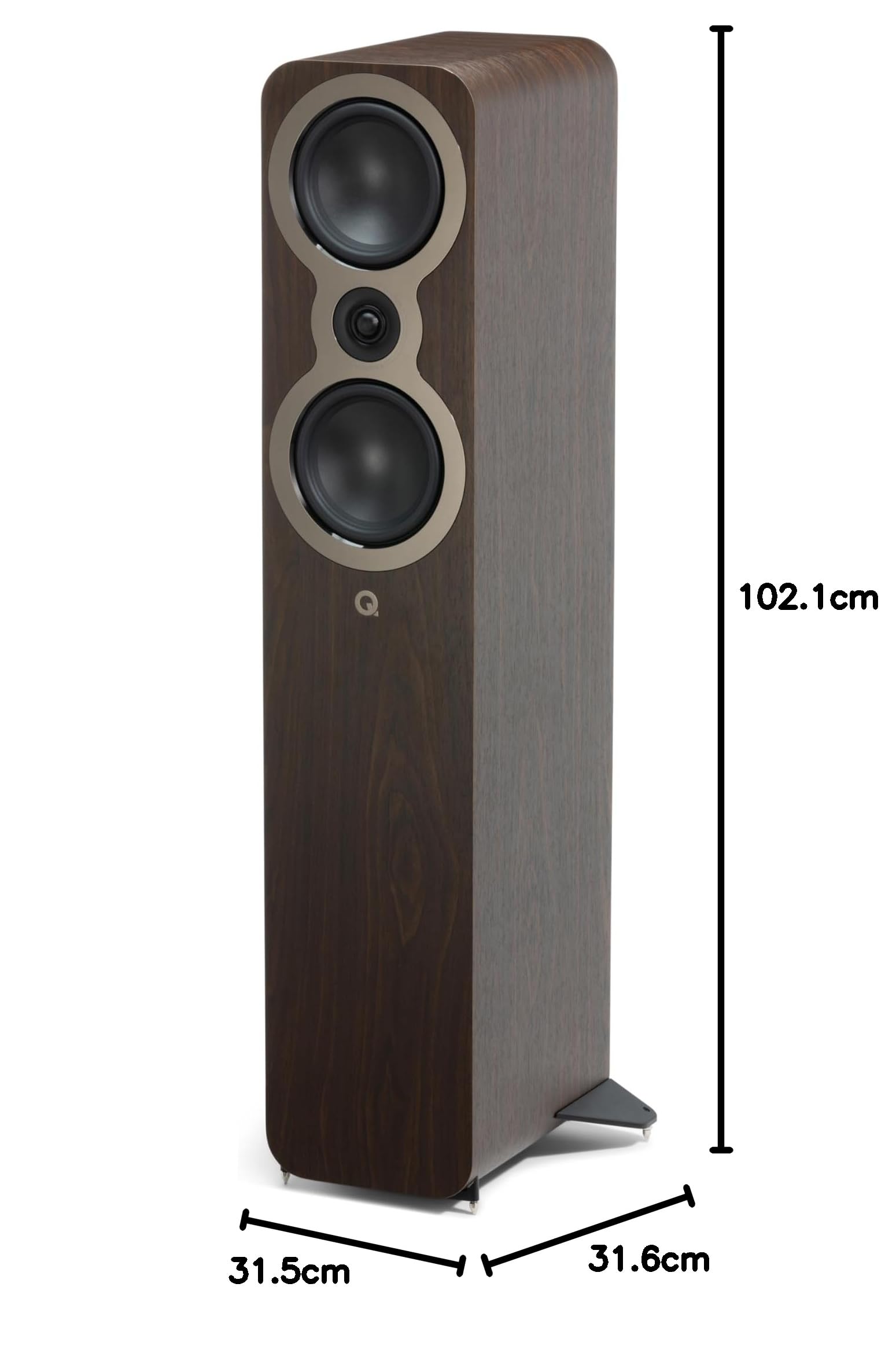 Q Acoustics Głośnik podłogowy 3050c Claro Walnut (wyświetlana cena dotyczy 1 jednostki, dla kompletnej pary proszę zamówić 2 jednostki) głośniki stereo do dźwięku przestrzennego/kina domowego