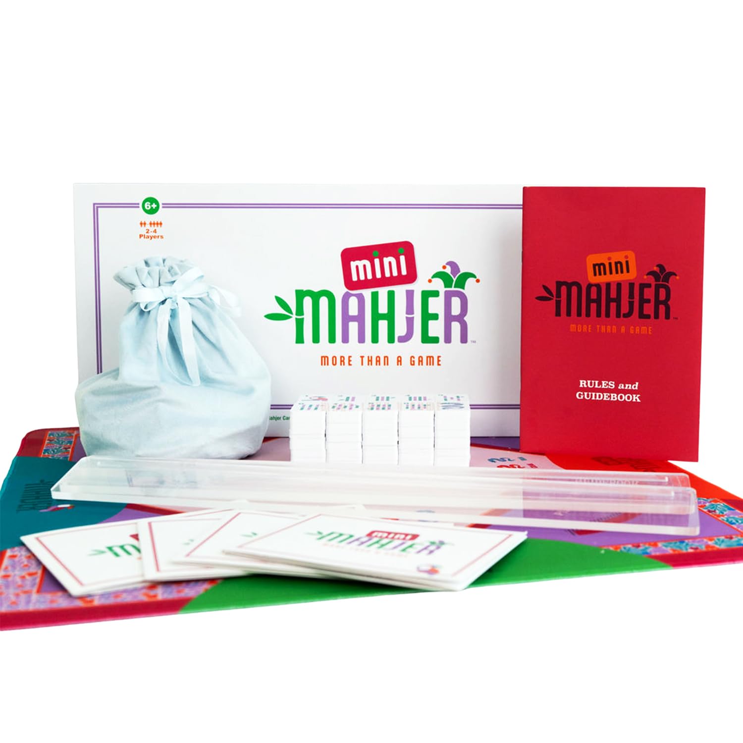 Mini Mahjer Mahjong for Beginners & Families | American Mahjong Starter Set, Learn to Play with Tiles, Racks Neoprene Mat, & Guide - (Rackin Rosie