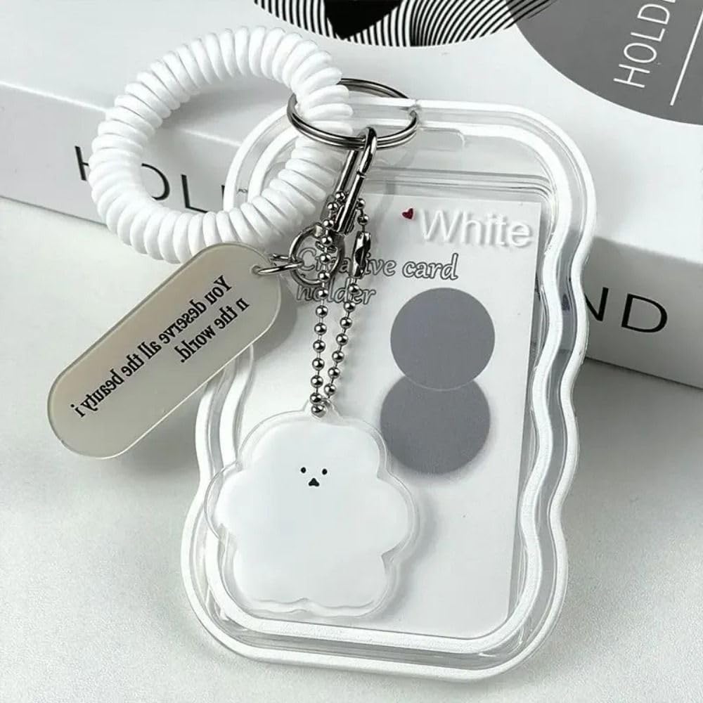 Cloud Shape Photo Card Holder with Keychain Pendant | Transparent ID Badge Case with Wrist Strap | Silicone Protective Card Cover for Office, School & Travel (Transparent)-image-30