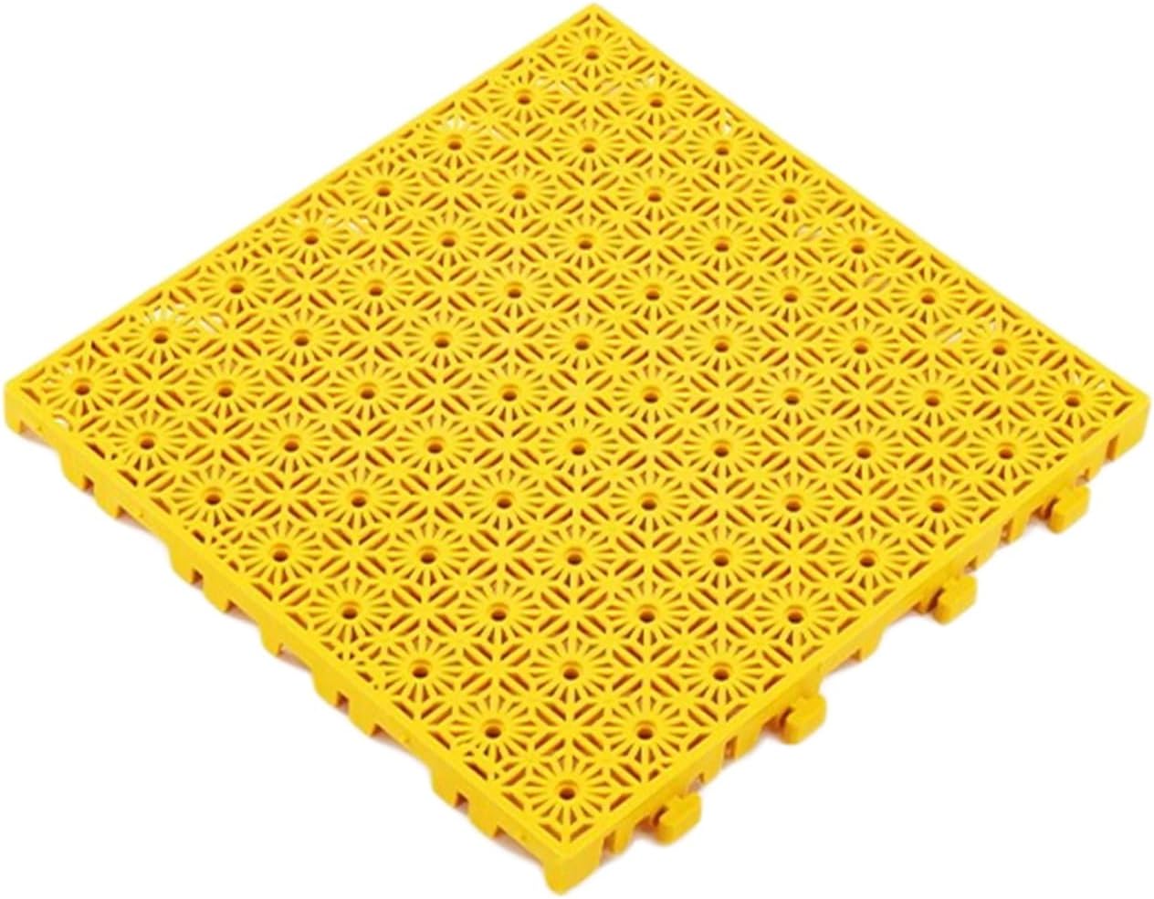 Interlocking Garage Floor Tiles - Modular Drainage Mat, Heavy-Duty PP Cushion Flooring, 11023 lbs Capacity, Ideal for Wet Areas, Outdoor Use (Yellow, Set of 4)