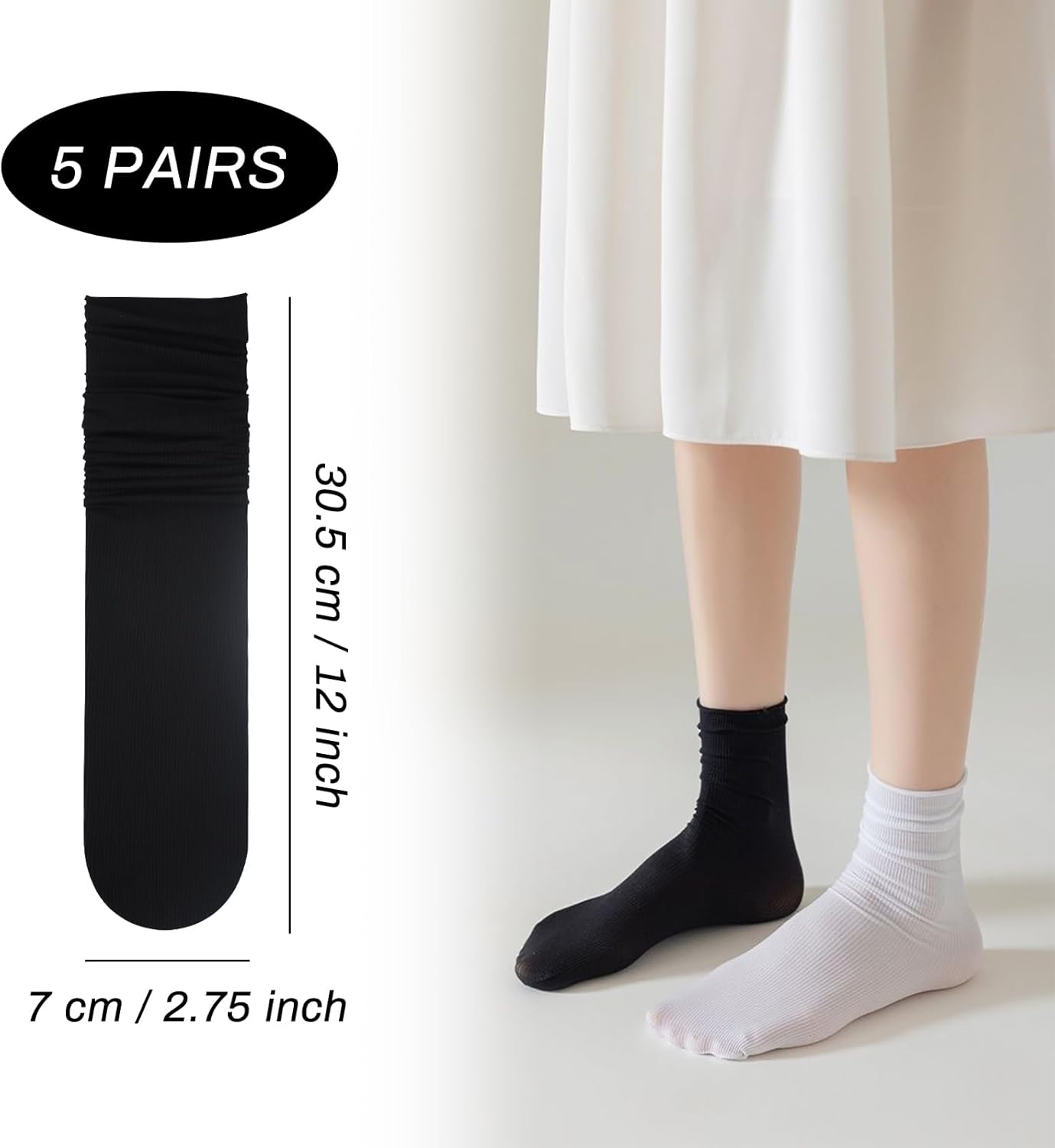 5 Pairs Women’s Thin Crew Socks, Soft Casual Ankle Socks for Office, Breathable Athletic Sock for Running Hiking - Image 2