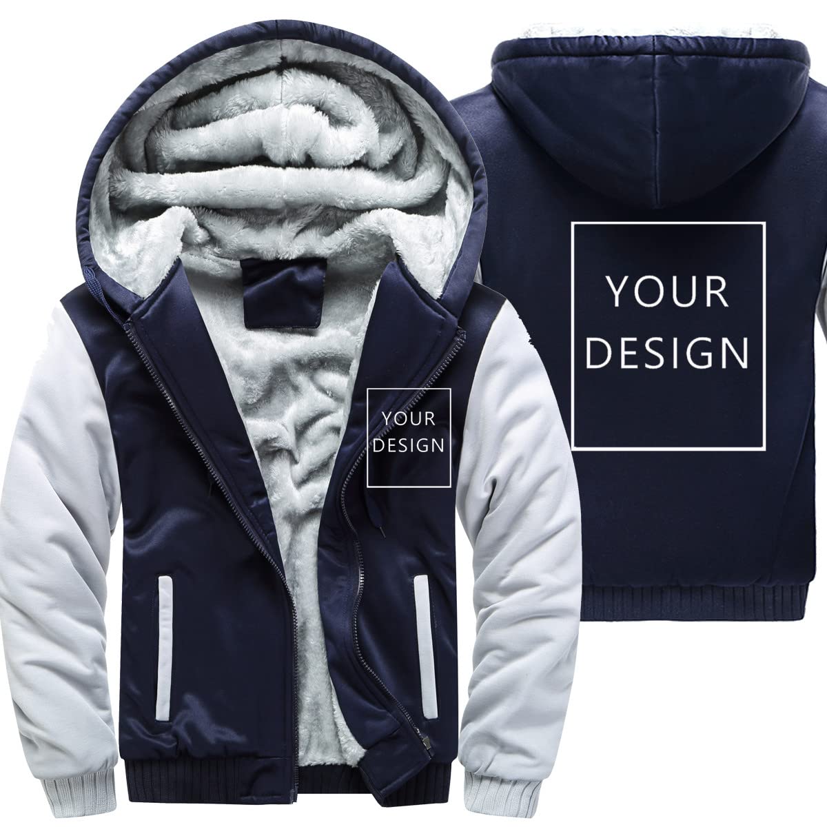 ALRRGPB Custom Hoodie for Men Design Your Own Jacket Add Text Personalized Full Zipped Sweatshirt