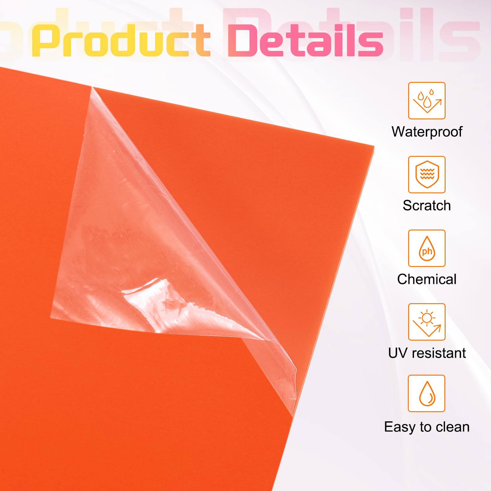 sourcing map Lot de 2 feuilles acryliques de 30,5 x 20,3 cm - Panneau en plastique de 3 mm pour cadres photo, supports de panneaux, projets d'artisanat, orange