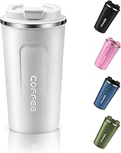 كوب سفر معزول من دايسيتكس، مصنوع من الستانلس ستيل والسيليكون، سعة 380 مليلتر، باللون الأبيض، مانع للتسرب مع قاعدة مضادة للانزلاق، عدد القطع: 1