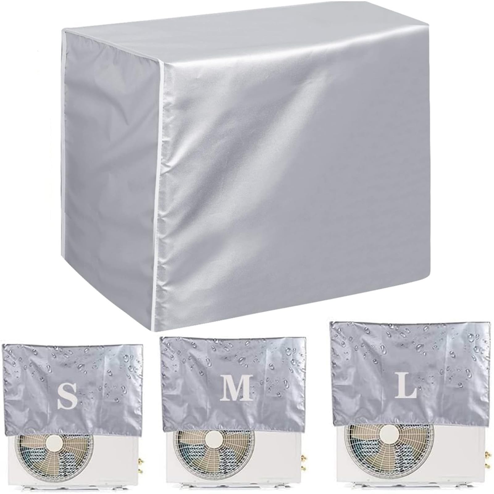 Coperchio del Climatizzatore, Copertura del Condizionatore D'aria, Copertura Condizionatore Esterno, Outdoor condizionatore d' aria copertura impermeabile, Impermeabile (D'argento) (94*40*73CM)
