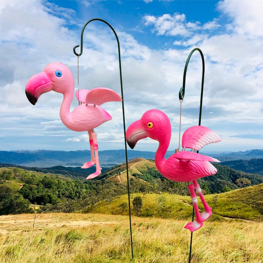 ARUNA DECOR PVC & Metal Colourful Birds Set of 2 Garden Decoration Outdoor Sticks/Stakes(Lawn Decor, Garden Decor, Outdoor Decor Stick) [15x9x10 cm] (Flamingo New)