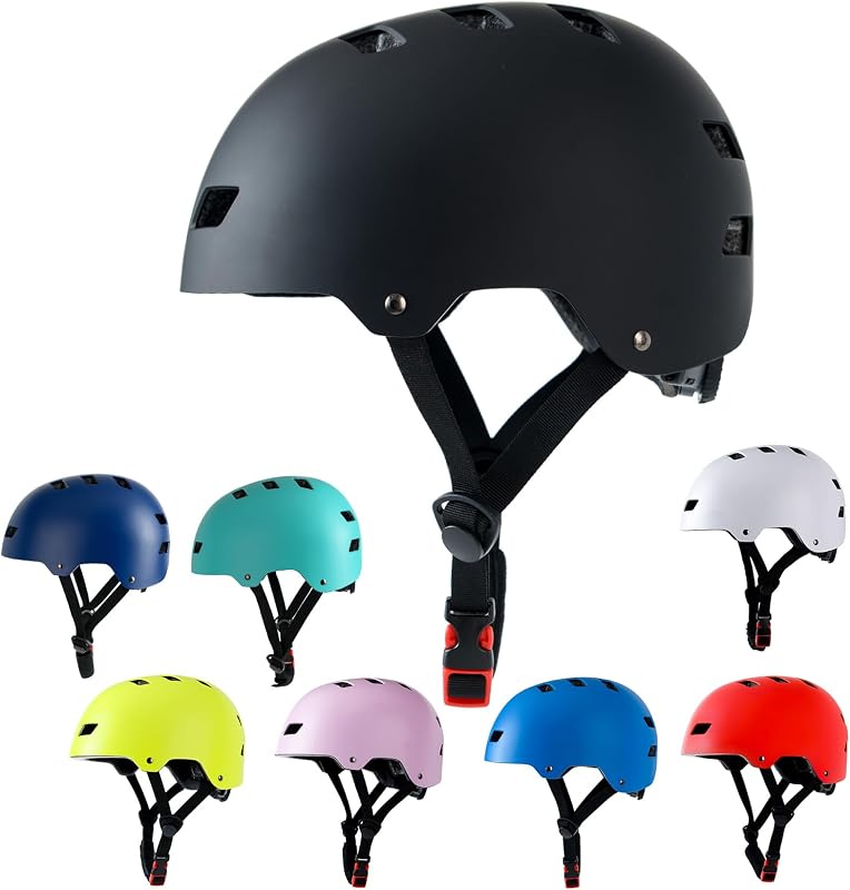 Casco de bicicleta para monopatín, 3 tamaños para adultos, jóvenes, adolescentes, niños pequeños | Ajustable para hombres, mujeres, niños y niñas, multideporte certificado de seguridad para patinete, patín, bicicleta, patinaje, patinaje sobre ruedas