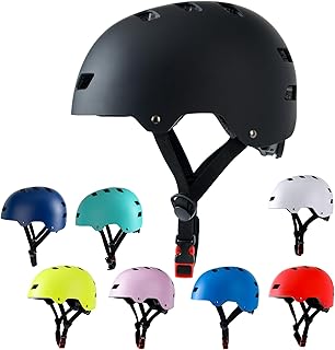 Casco de bicicleta para monopatín, 3 tamaños para adultos, jóvenes, adolescentes, niños pequeños | Ajustable para hombres, mujeres, niños y niñas, multideporte certificado de seguridad para patinete, patín, bicicleta, patinaje, patinaje sobre ruedas