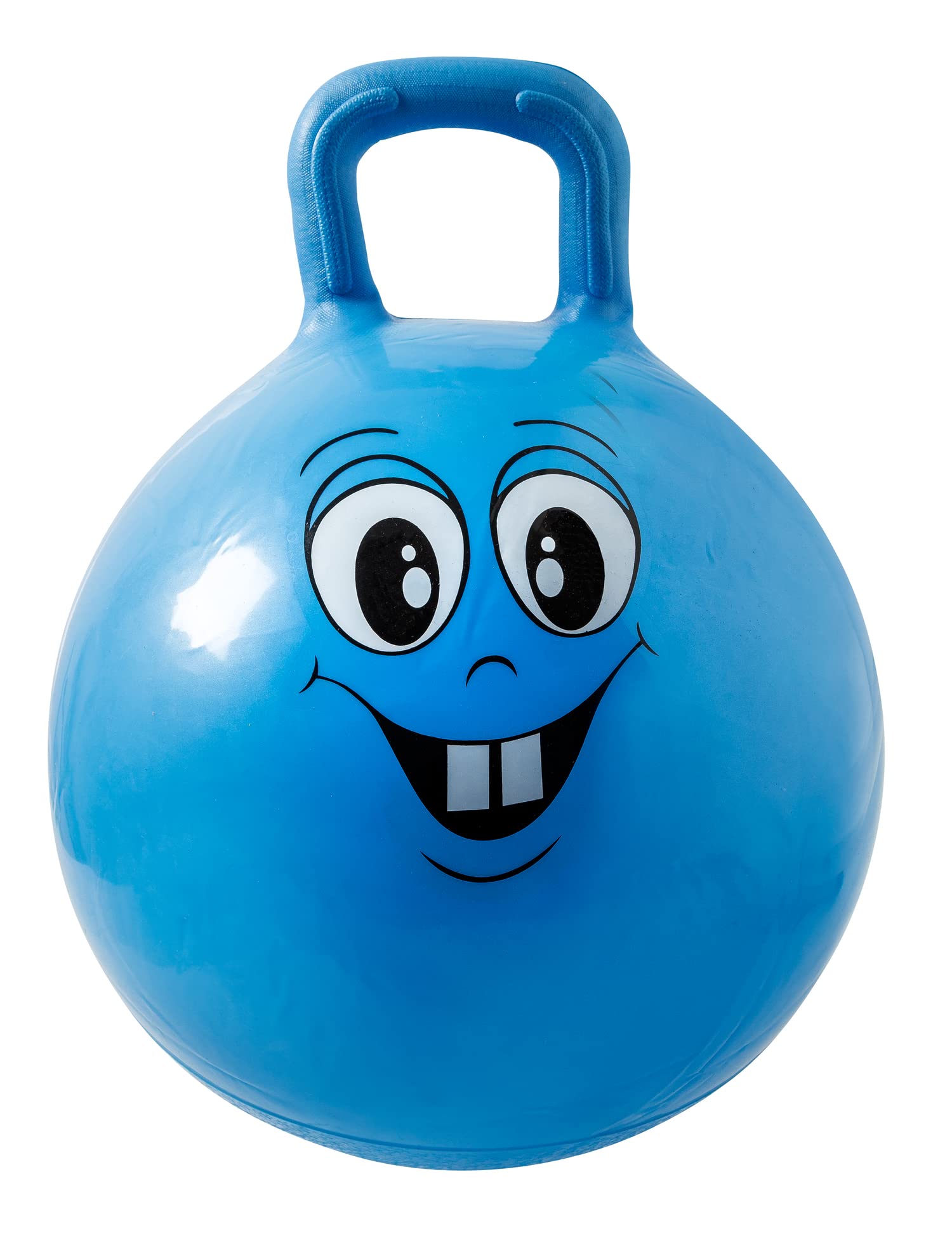 Idena 40094 Happy Face - Pallone per Saltare in Blu, Diametro ca. 45-50 cm, Portata Fino a 50 kg, Perfetto per Estate, Parco o Asilo