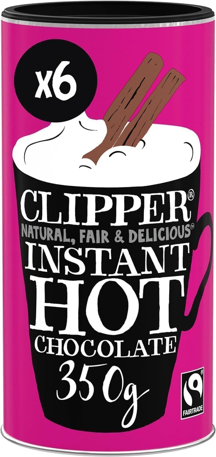 Clipper Instant Hot Chocolate, 6X 350g Tubs (2.1kg) | Bulk Buy for Home & Office | Eco-Conscious Fairtrade | Add Water Hot Chocolate | Luxury Drinking ChocolateSoil AssociationSoil AssociationFairtrade InternationalFairtrade InternationalFairtrade InternationalSoil AssociationFairtrade International