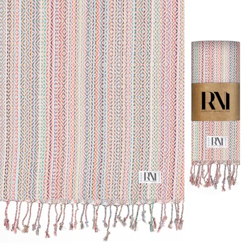 Refinery No. 1 Turkish Beach Towel Oversized Quick Dry Lightweight Sand Free Pool and Swim Towel (Ecru)