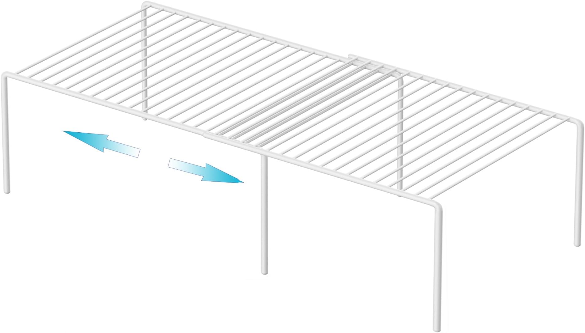iPEGTOPExpandable Storage Rack Shelf, 2 Piece Cabinet Metal Rustproof Spice Rack, Adjustable Kitchen Organization Pantry Shelf Space Saver Cupboard Riser for Freezer Pantry Counter Shelves, White