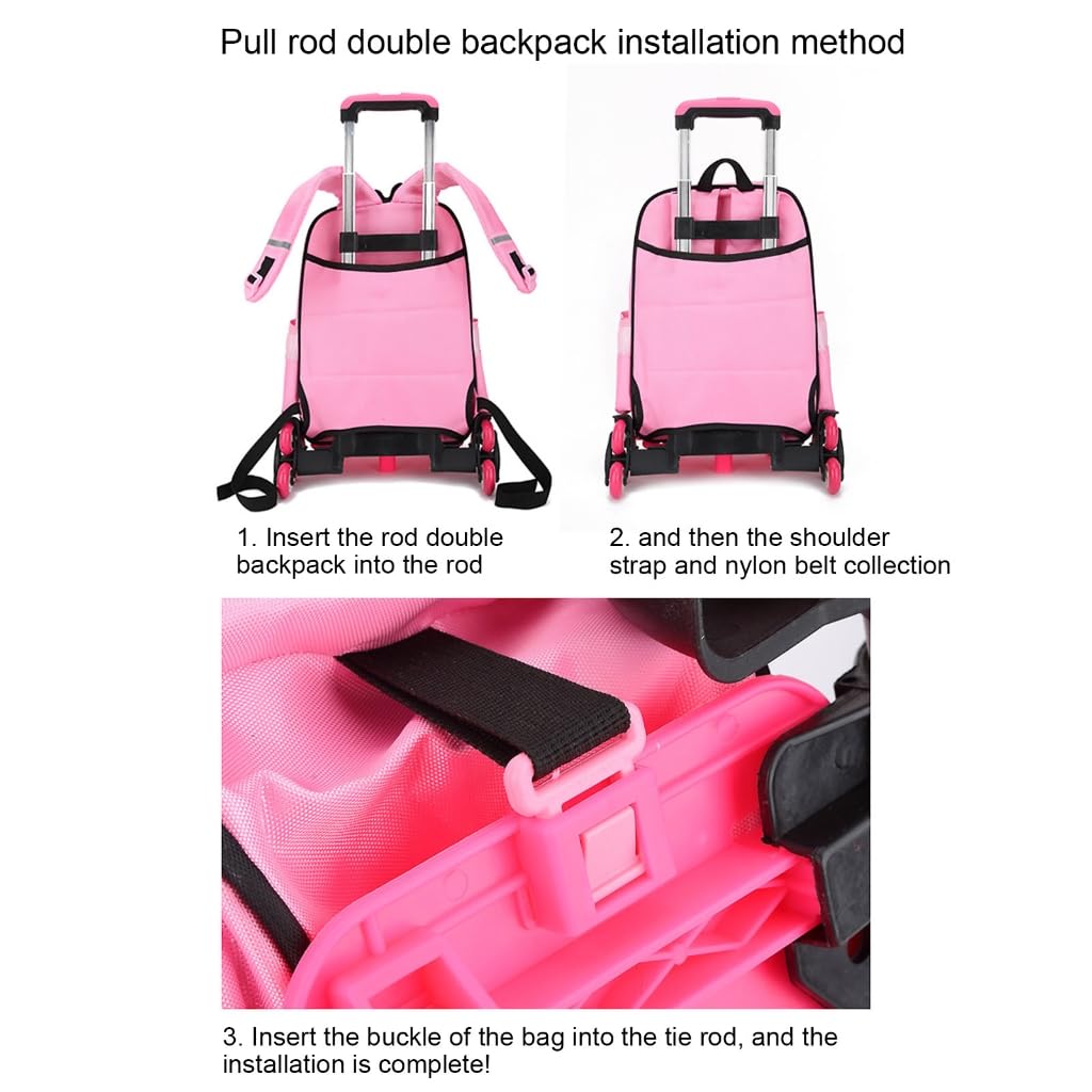 Chariot à dos pliable à 6 roues pour sac d'école