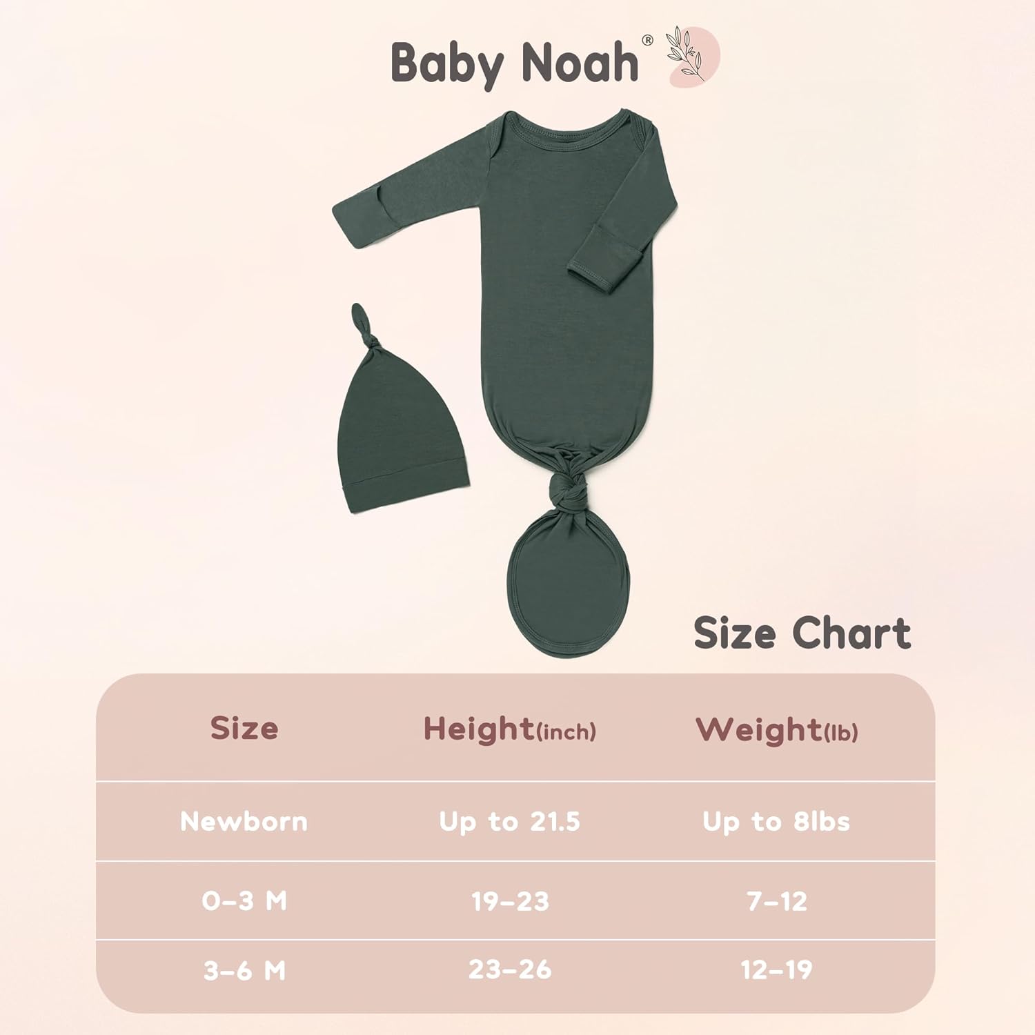 Super Soft Newborn Knotted Gown Set - Silky Infant Sleepwear with Long Sleeves, Includes Hat & Headband (2-Pack)
