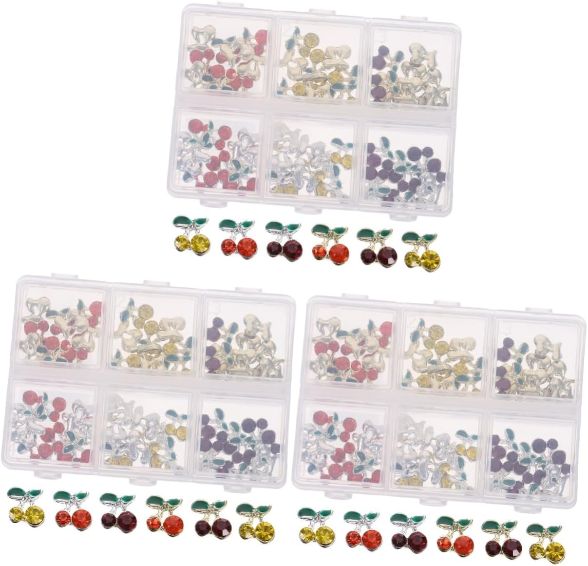 FRCOLOR 3 Sets Nail Art Charm Charms Cherry Nail Charms Nail Gems Rhinestones Voor Damesdecoraties 60 Stuks * 3