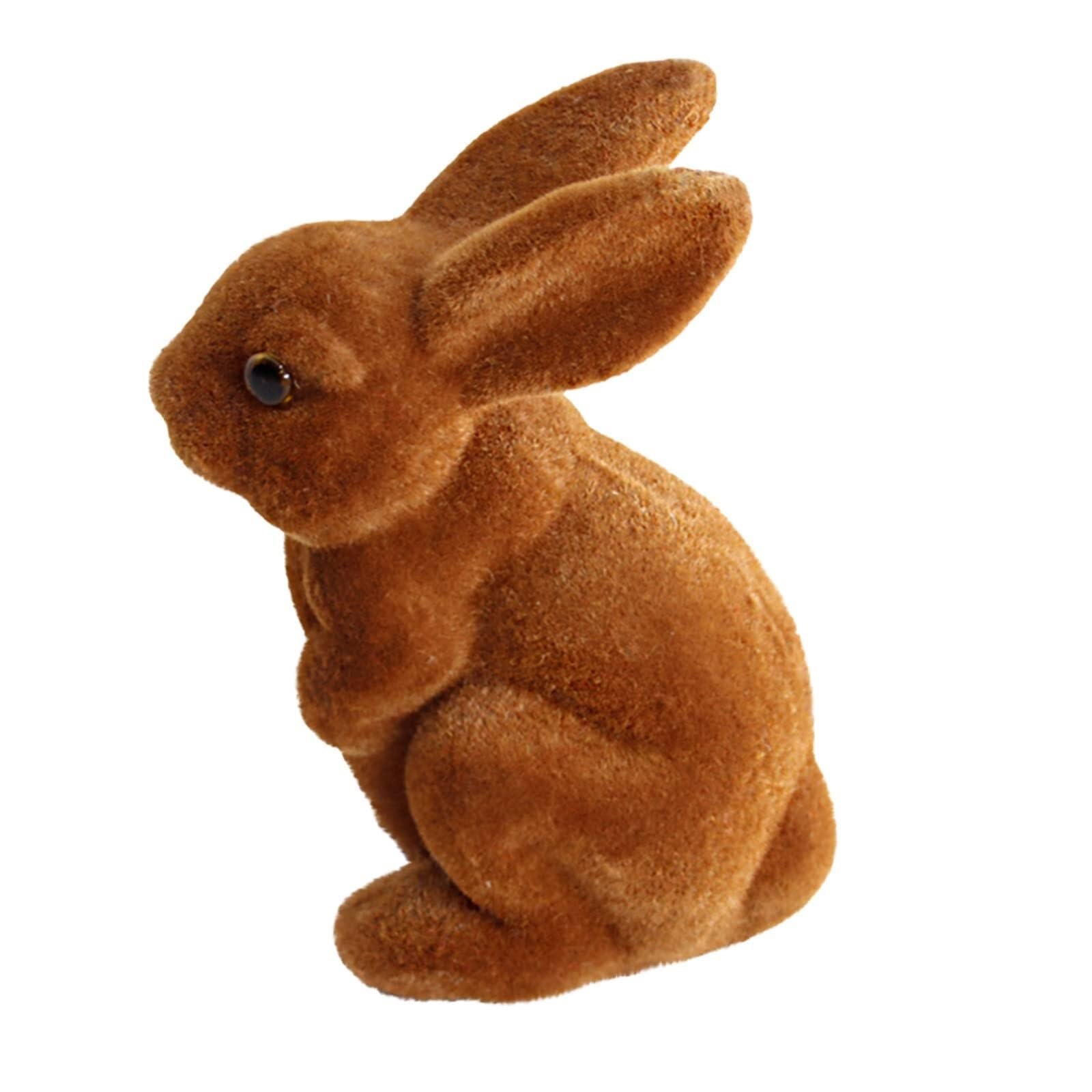 Yofab One Color Lawn Art Flocked Easter Bunny Outdoor Statue Brown Rabbit Figurine With Realistic Eyes Spring Spring Decor