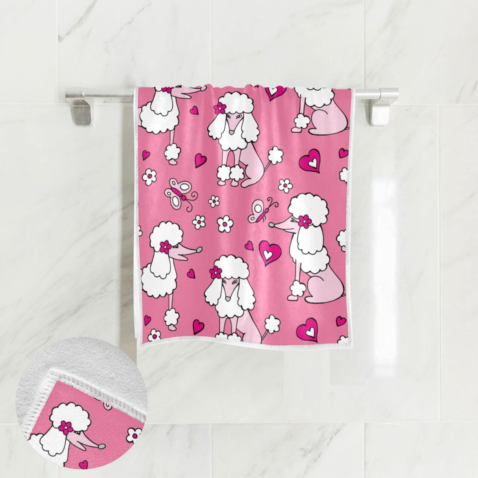 Cindly Microfiber Hand Towel Poodle Bath Hand Towel for Bathroom Hotel Gym Spa 15 x 30 Inch