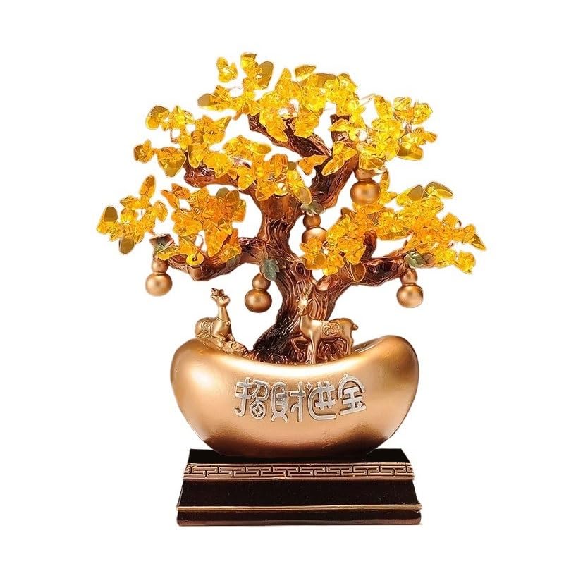 Arbre de fortune en citrine, le cadeau idéal pour le salon et le bureau