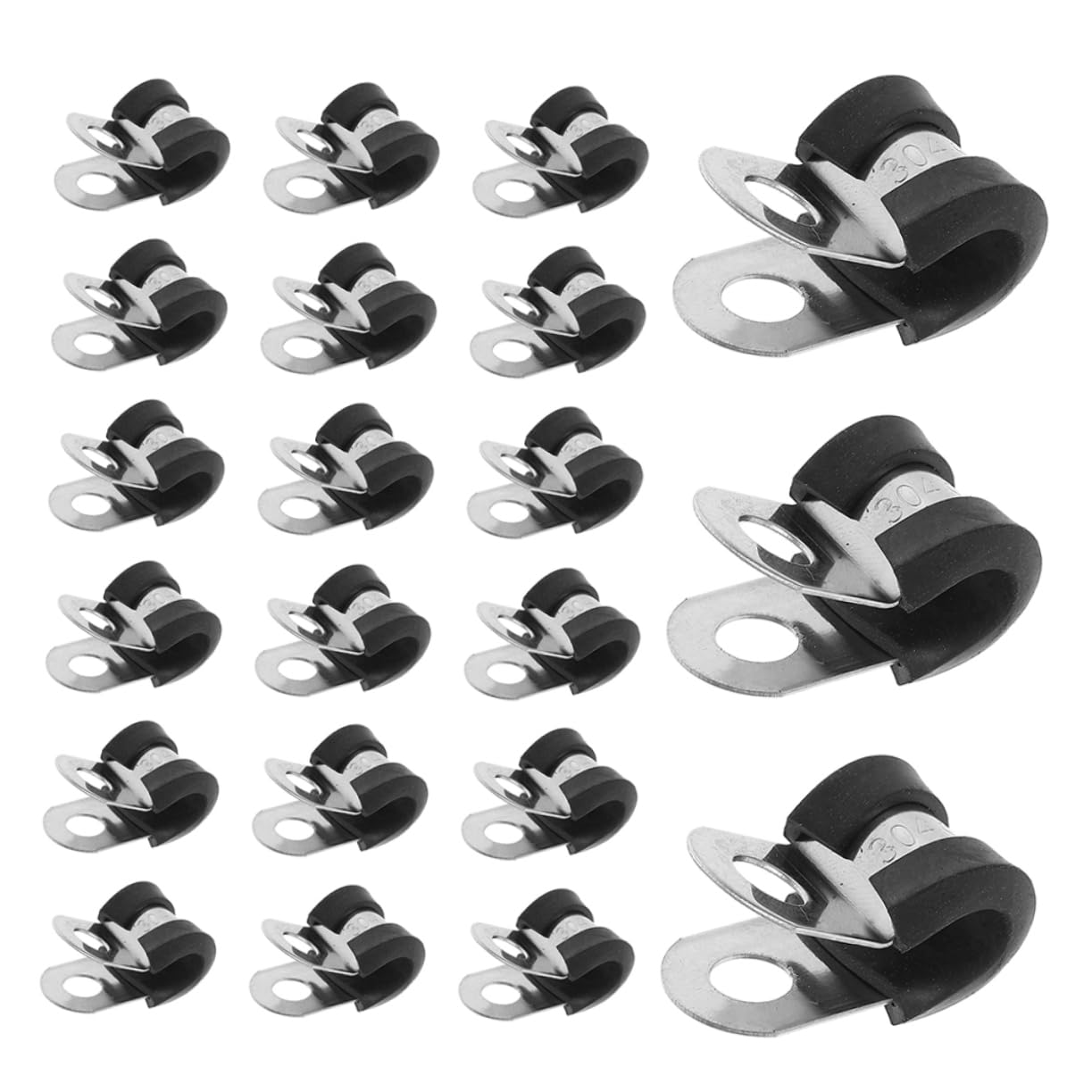 NUOBESTY Morsetti per Cavi Fissaggio Sicuro in Acciaio Inossidabile 100 Pezzi Rivestimento Isolante a Forma R Clip per Tubi e Fili per Installazioni Elettriche e Uffici