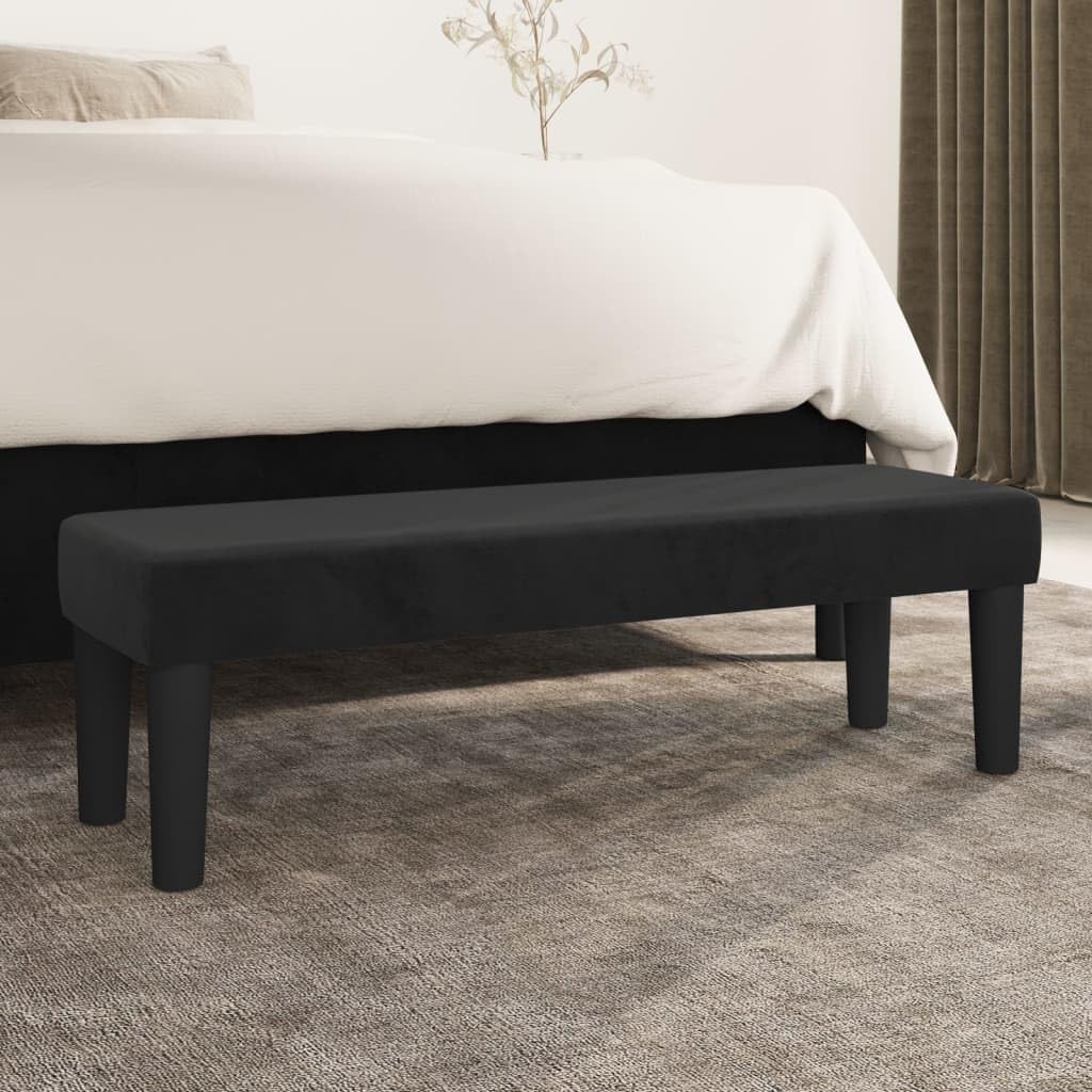 Banc en velours noir 100cm pour éviter de se chausser debout