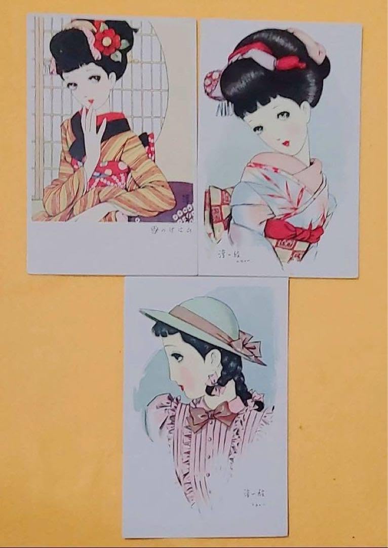 Amazon.co.jp: 1940年代 3枚組 中原淳一絵 ポストカード レトロ 少女