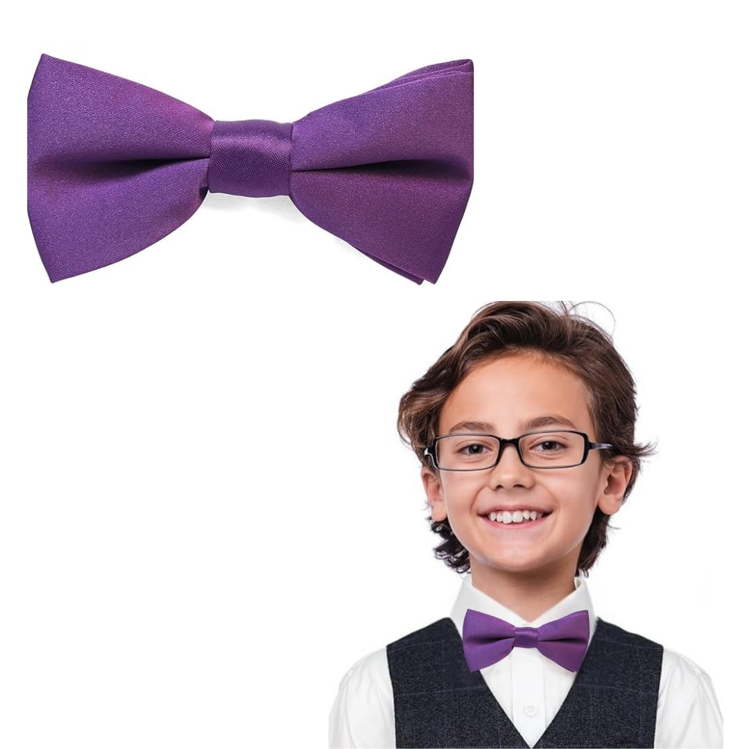 The Tie Company Boys Cadbury's Purple The Tie Co™ Kids Bow Tie – Pre-Tied & Adjustable Plain Bow Tie For & Girls, Premium Range, Formal & Party Wear Accessory (Cadbury's Purple)