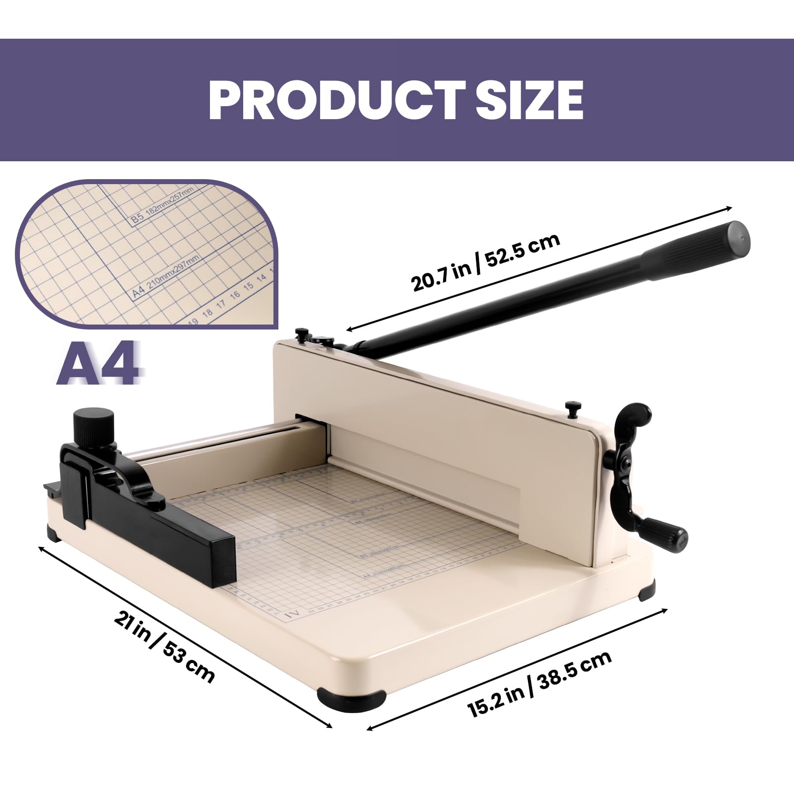 Coupe-Papier Robuste pour Papier A4, Coupe-Papier Guillotine d'une capacité de 400 Feuilles, Construction en Acier Massif (Coupe-Papier A4-12'')