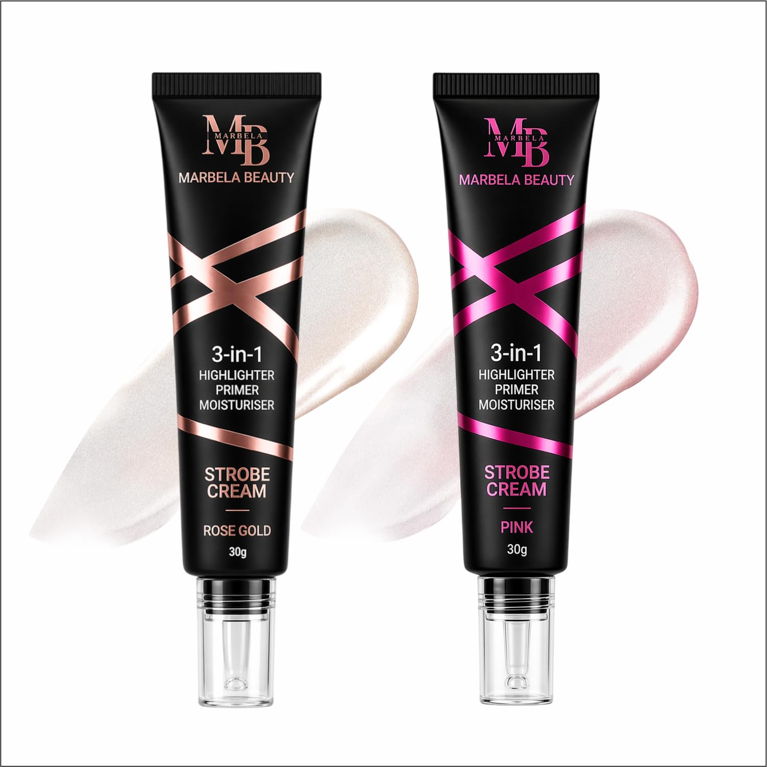 Strobe Cream 3 in 1 Glow Cream for Women with Moisturizer, Face Primer and Highlighter Makeup, Daily Use Lightweight Formula for Radiant Skin, Suitable for Oily, Dry , Combination Skin (Rose Gold & Pink)-image-13