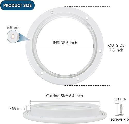 Miniatura 2 de Escotilla de barco de 4 pulgadas6 pulgadas7.2 pulgadas, placas redondas antideslizantes de inspección con cubierta desmontable transparente,