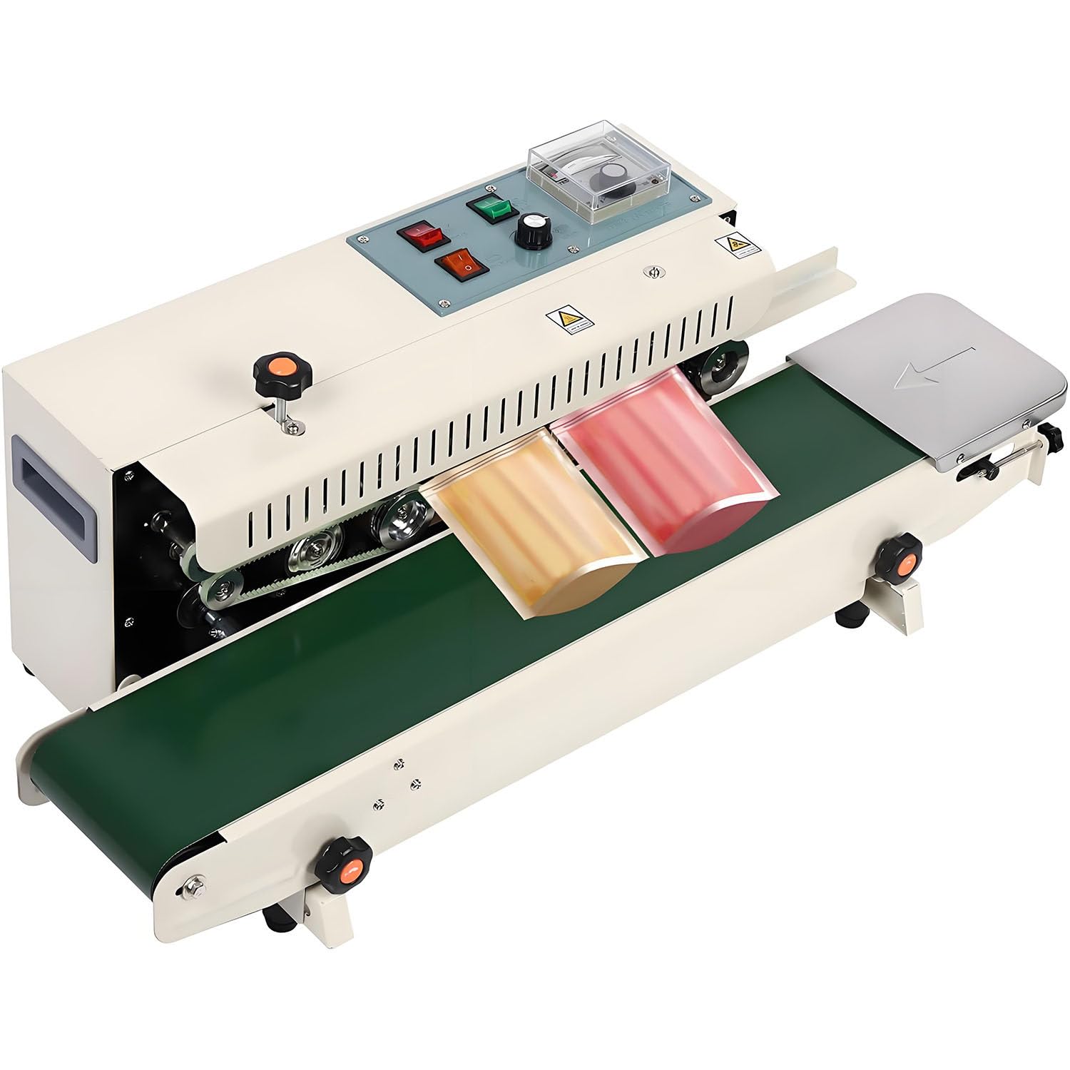 YXYLJOZ Automatic Continuous Sealing Machine - Food Sealing Machine FR-900 Sealer Machine 0-12m/min Food Vacuum Packing Machine Vacuum Sealing Systems for Household Commercial
